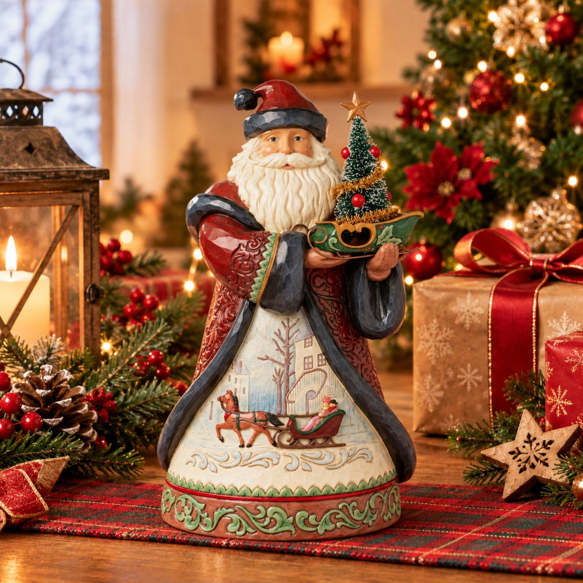 Hand crafted and hand painted, straight from the imagination of award-winning artist Jim Shore. Taking inspiration from traditional folk art, quilting designs, and iconic features like rosemaling, the mixture of colour, tones and glitter make each piece the perfect accessory for the best time of year - Christmas.