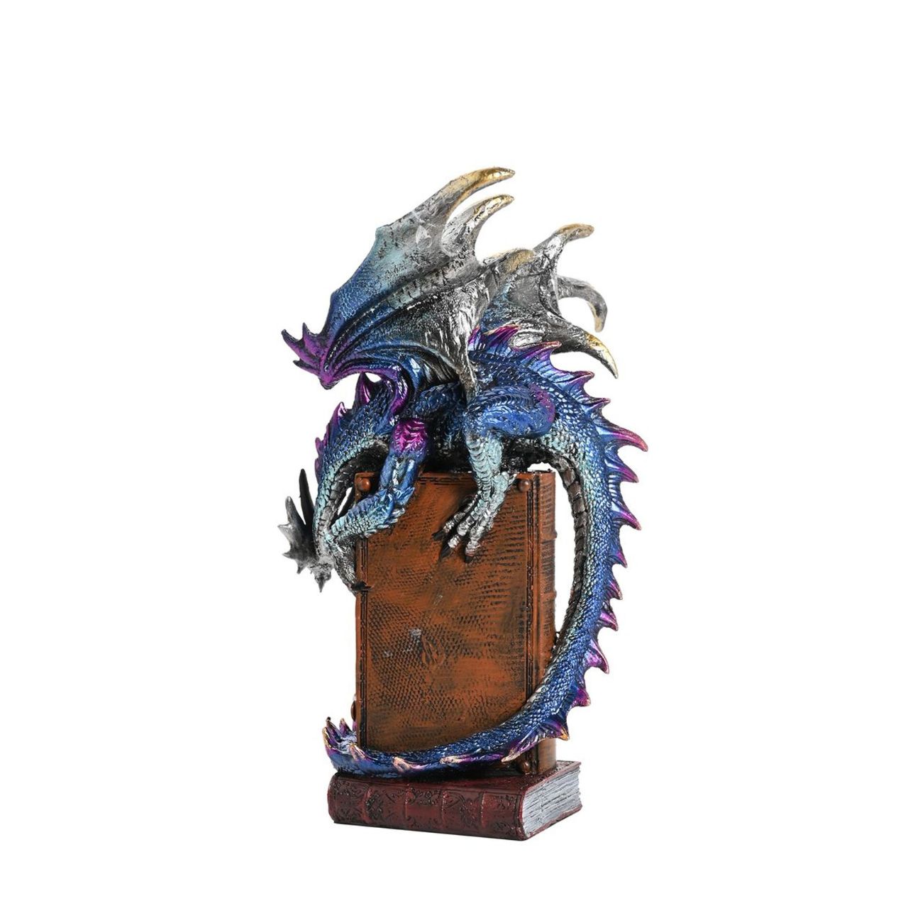 A Blue Peering Down Dragon Fantasy Figurine Ornament from the Mystic Legends Collection by Juliana Collection.