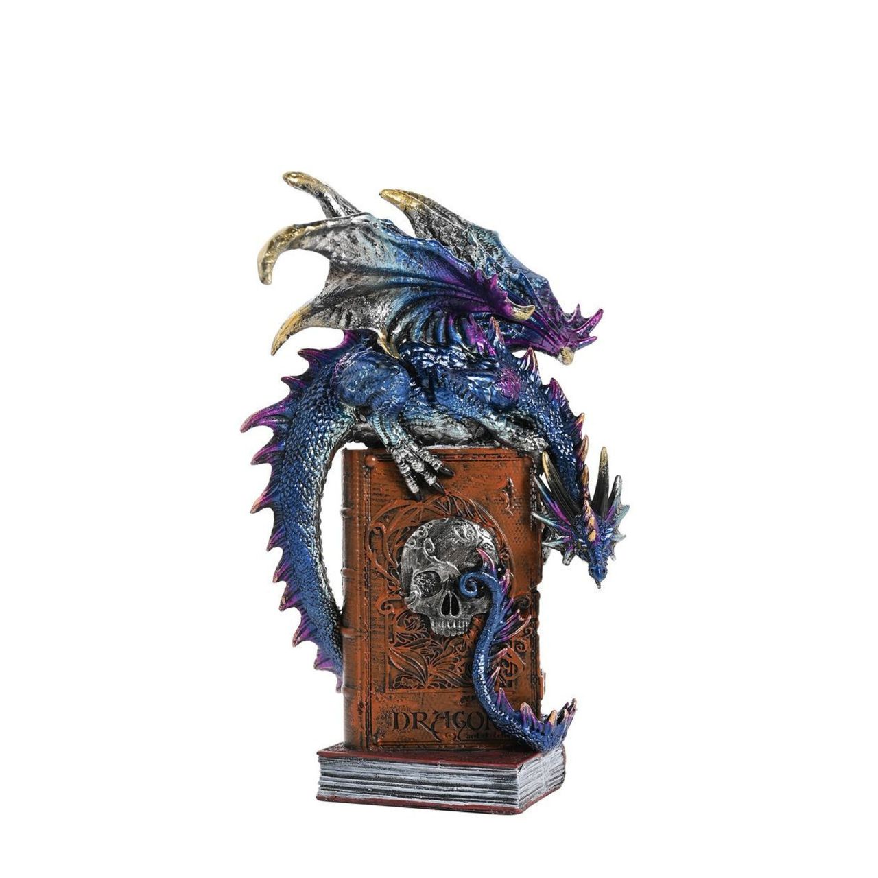 A Blue Peering Down Dragon Fantasy Figurine Ornament from the Mystic Legends Collection by Juliana Collection.