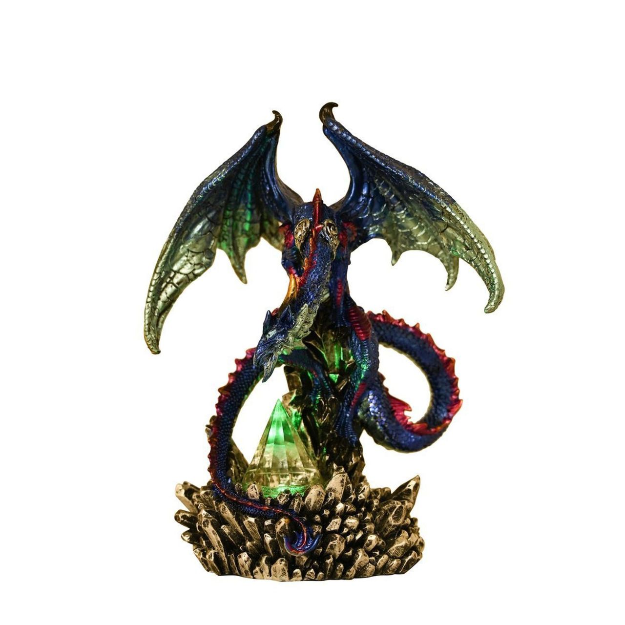 A Blue Dragon Fantasy Figurine Ornament with changeable lighting from the Mystic Legends Collection by Juliana Collection.
