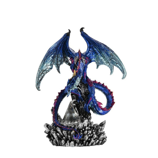 A Blue Dragon Fantasy Figurine Ornament with changeable lighting from the Mystic Legends Collection by Juliana Collection.