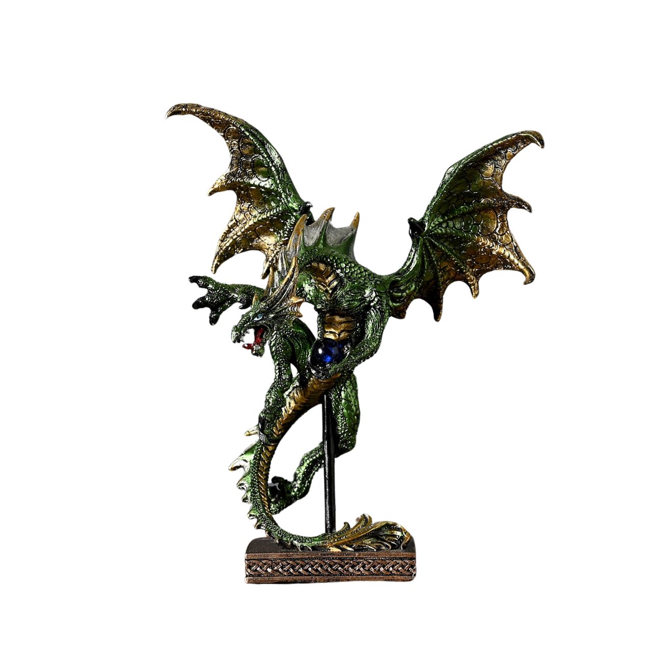 A Green Dragon in Mid-Flight Clutching a Ball, from the Mystic Legends Collection by Juliana Collection.