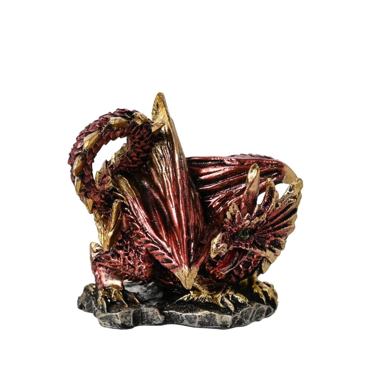 These figurines stand out due to their striking designs and powerful colours, which have a metallic effect finish. They are made from high-quality resin which allows for intricate detailing. A brand for customers and avid collectors who are drawn to the mystical and gothic aesthetic.
