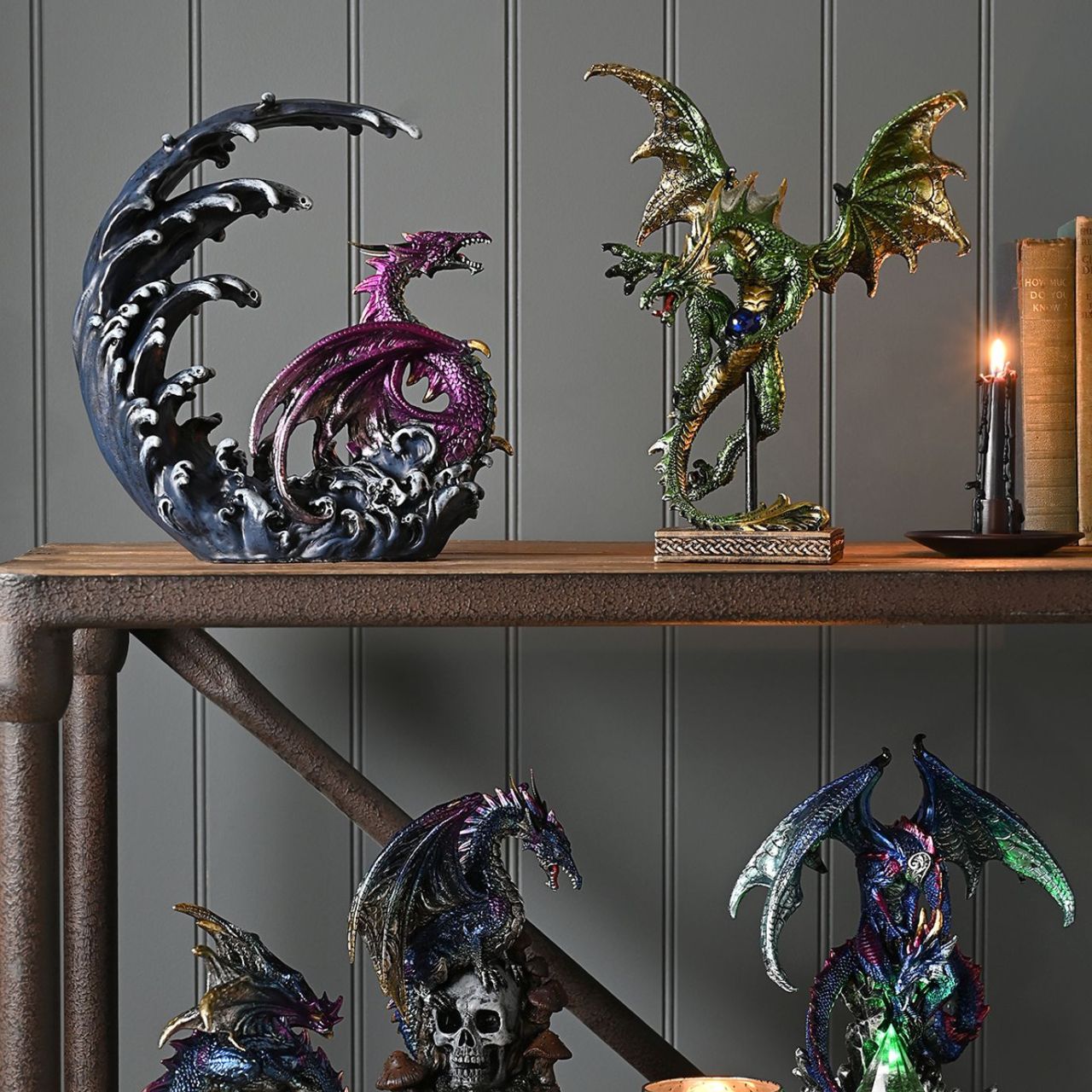 This majestic and imaginative design with a partial metallic effect finish, is made from high-quality resin allowing for intricate detailing. A brand for customers and avid collectors who are drawn to the mystical and gothic aesthetic.