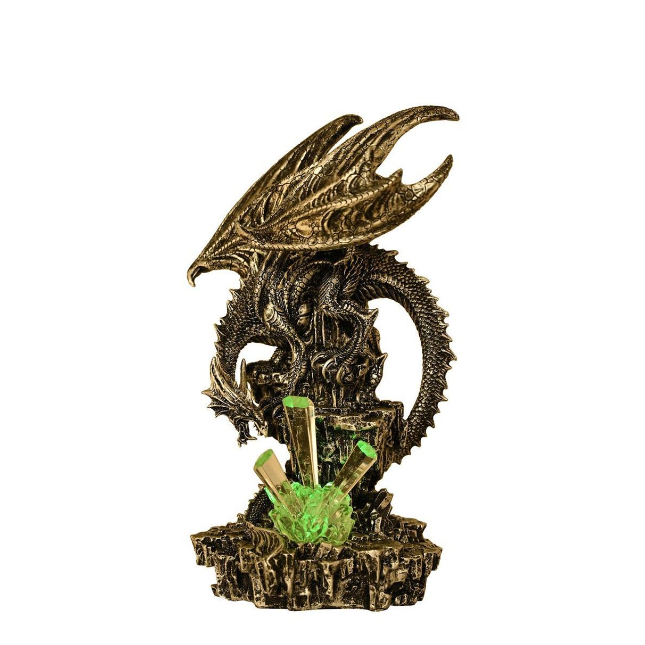 A Large Silver Dragon Fantasy Figurine Ornament with changeable light from the Mystic Legends Collection by Juliana Collection.