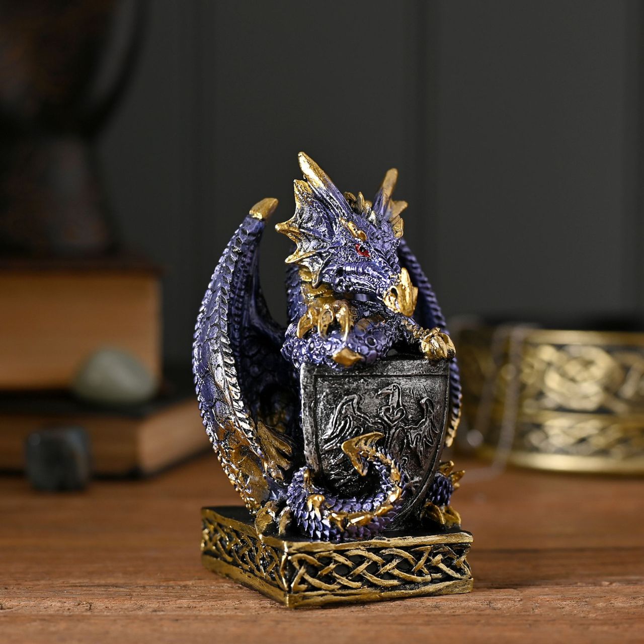 Each one depicts a unique dragon design and colour. They are made from high-quality resin which allows for intricate detailing. A brand for customers and avid collectors who are drawn to the mystical and gothic aesthetic.