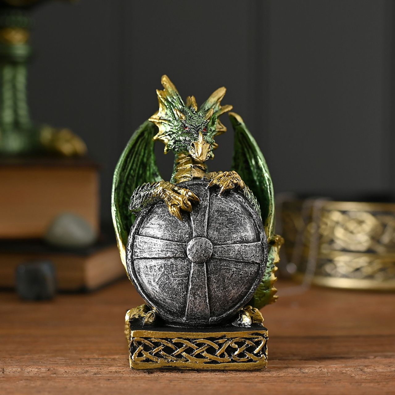 Each one depicts a unique dragon design and colour. They are made from high-quality resin which allows for intricate detailing. A brand for customers and avid collectors who are drawn to the mystical and gothic aesthetic.