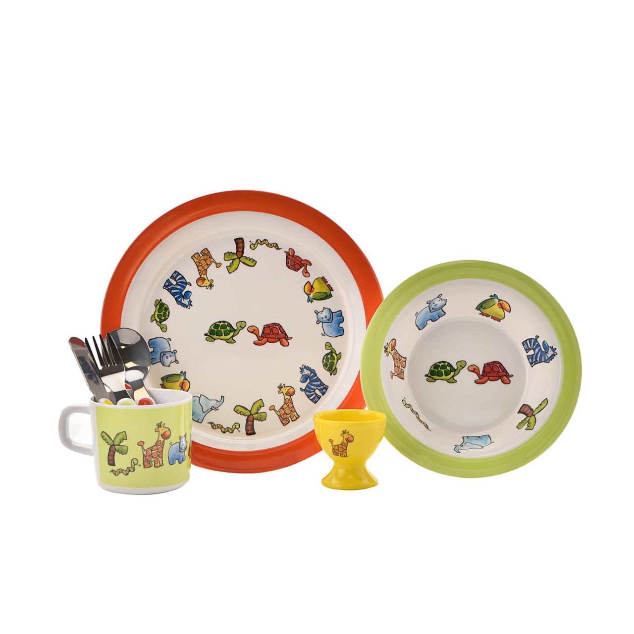 Fun, colourful and practical housewares for children. The Martin Gulliver collection is a range of 7 and 5 piece melamine breakfast sets featuring the signature characters and illustrations that has seen this range become a best-seller