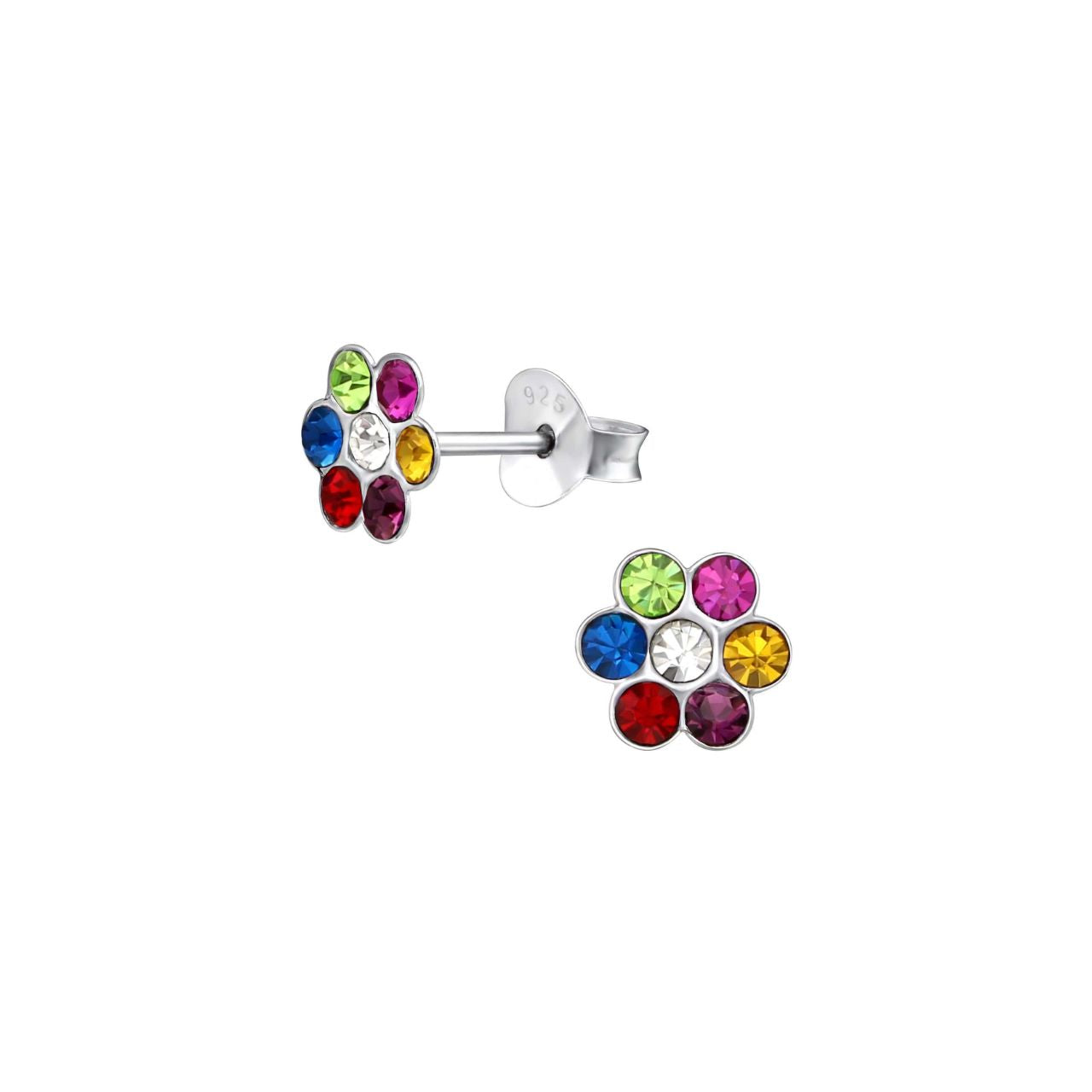 Sterling silver crystal stud earrings with many colours to choose from.