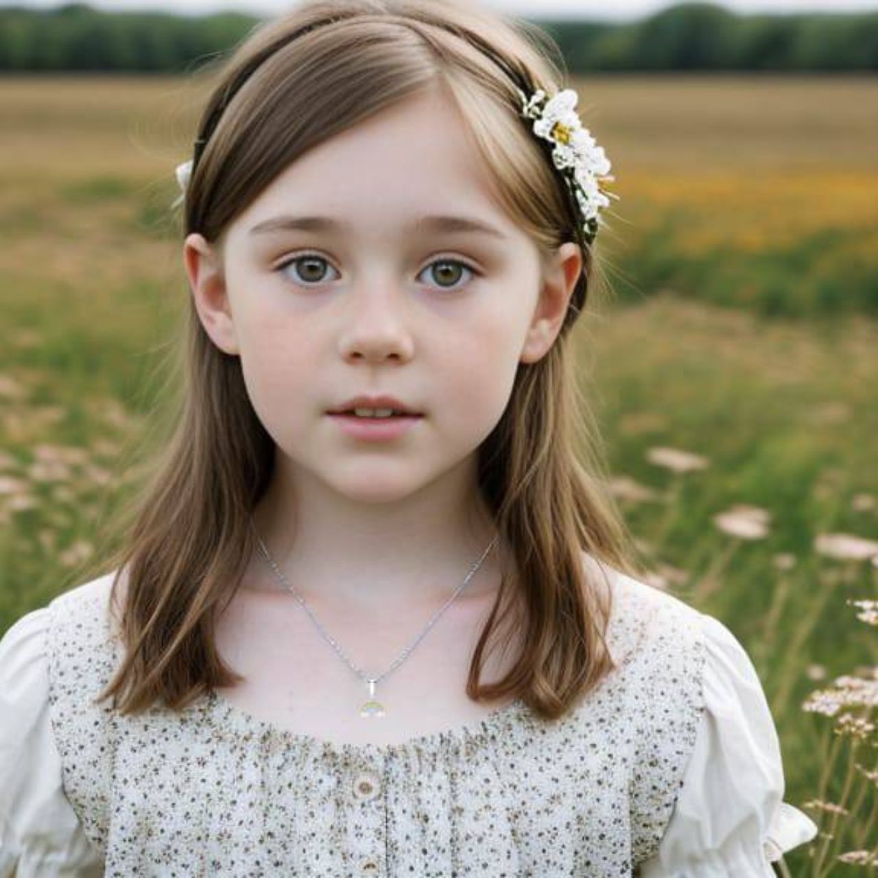 Enamelled sterling silver kids stud necklace with our rainbow and sparkly white clouds design on a 16 inch chain.