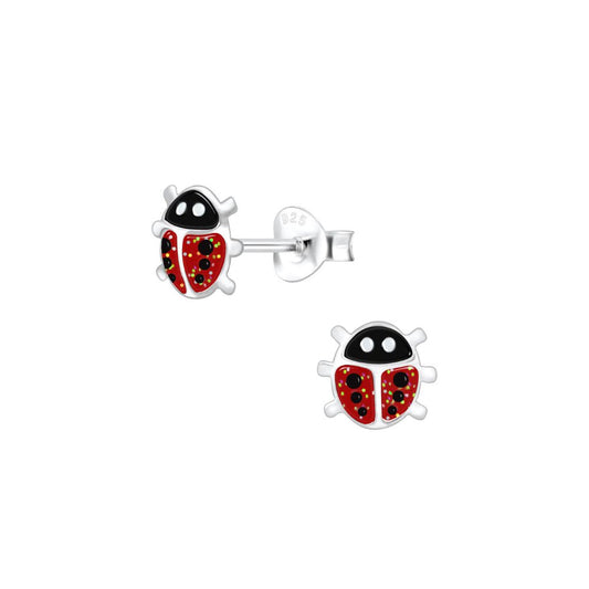 Red Ladybird Children's Stud Earrings  Enamelled sterling silver kids stud earrings with a ladybird design.  These earrings are part of our “Rainbow” range and measure 6mm in height.