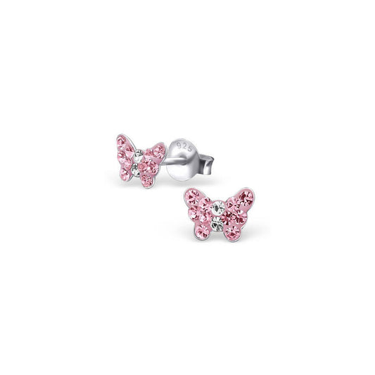 Children's Pink Butterfly Stud Earrings by Kilkenny Silver