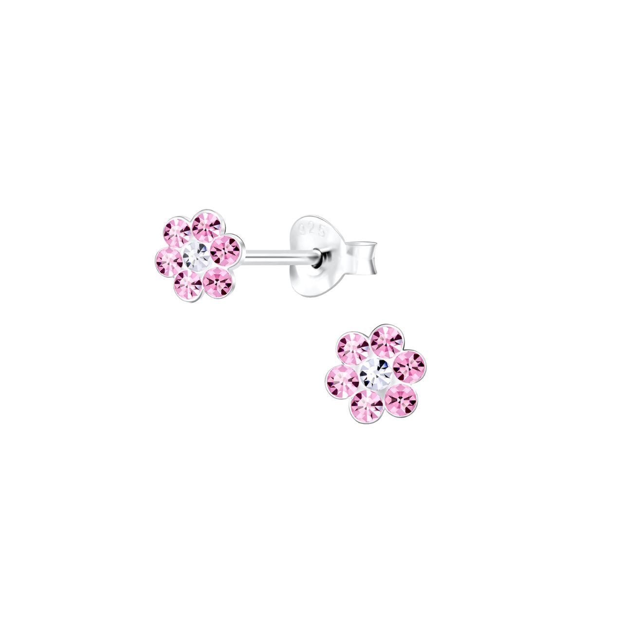 Sterling silver crystal stud earrings with many colours to choose from. These earrings are part of our “Rainbow” range and measure 6mm in width.