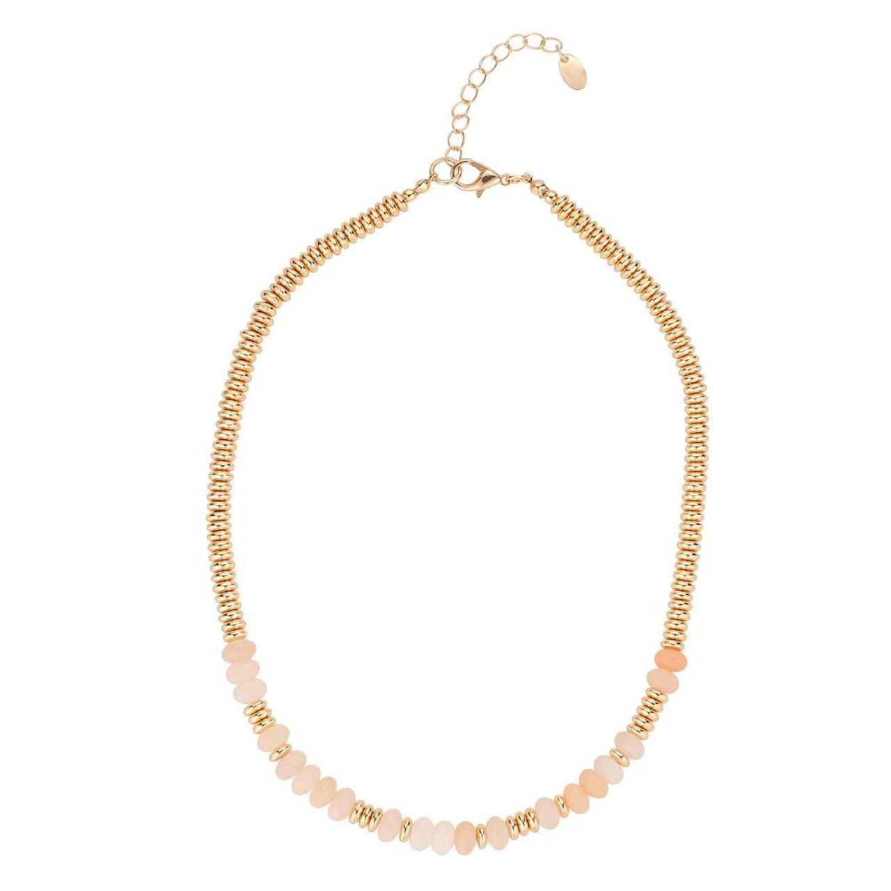 Maleah Beige & Gold Necklace by Knight & Day  Add a pop of elegance to your wardrobe with the Knight & Day Maleah Beige & Yellow Gold Bead Necklace. Expertly crafted from beige and gold beads, this stylish necklace lets you express your unique sense of style. Suitable for both formal and casual occasions, this necklace is sure to become a go-to favourite.