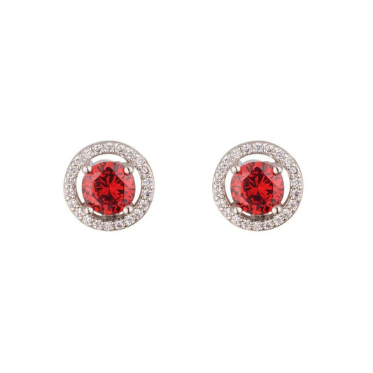 Silver Plated Round Red Classic Stud Earrings by Knight & Day  These Knight & Day round garnet earrings offer an elegant and classic look. Silver plated sterling silver with a round red garnet and cubic zirconia studs make the perfect addition to your wardrobe.
