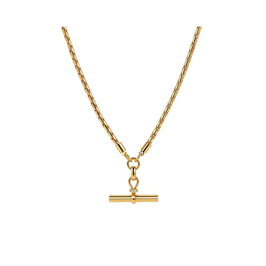 Classic style T Bar necklace with beautiful gold plated chain.