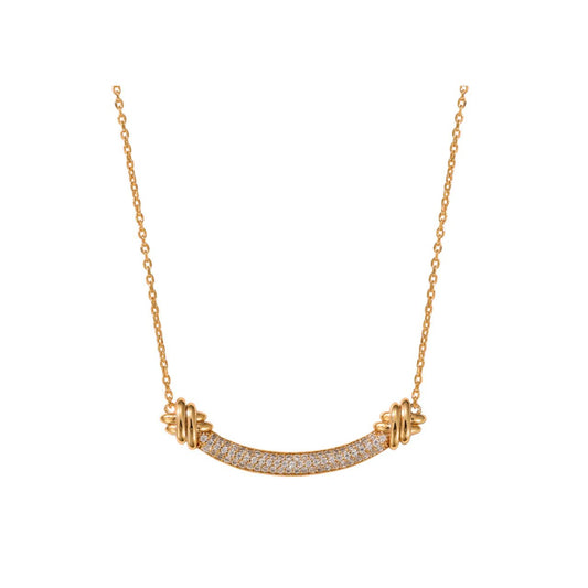 Beautiful crystal encrusted bar embellished with criss cross gold pattern. Length 40 + 5cm extension. 18k gold plated.