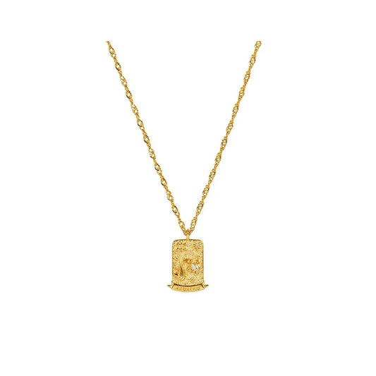 Aquarius Zodiac Pendant – 18K Gold Plated. Celebrate the bold and free-spirited nature of Aquarius, born between January 20th and February 18th, with this elegant zodiac pendant. Featuring the iconic Water Bearer symbol, this pendant represents Aquarius’s innovative, fun-loving, positive and passionate personality.