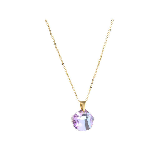 Beautiful amethyst rainbow crystal drop with fine gold plated chain.