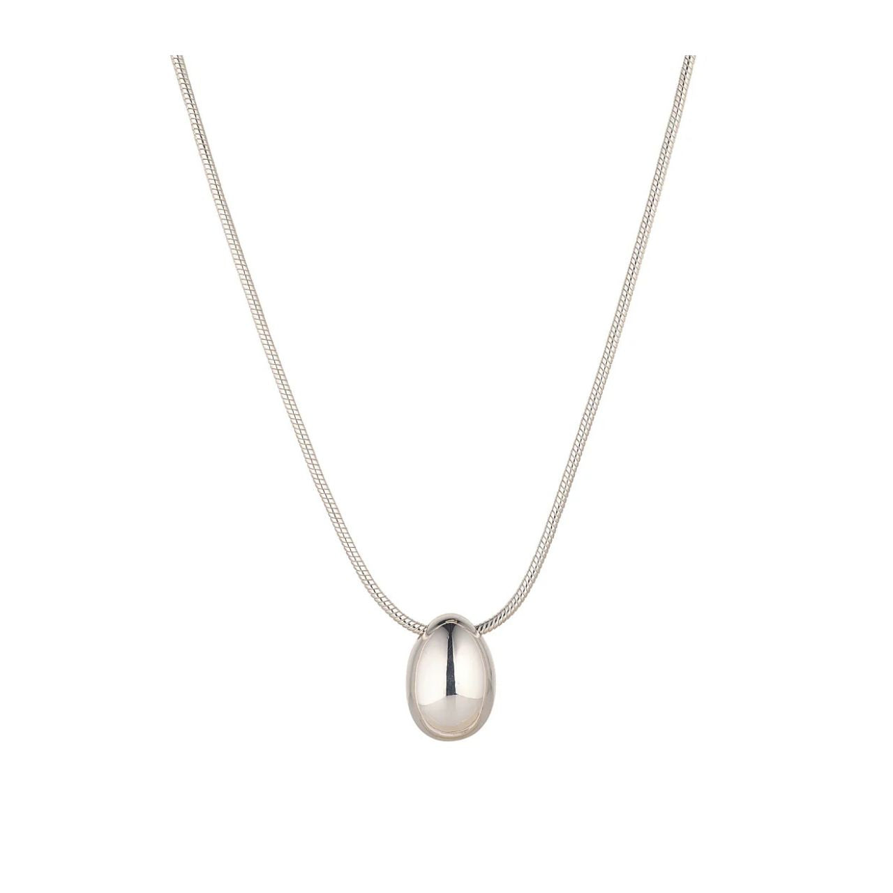 Chunky silver plated teardrop pendant with beautiful snake chain. Length 44.5 + 5cm extension.