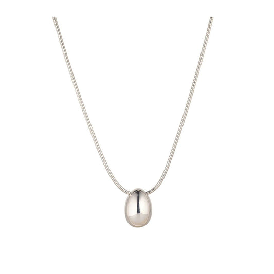 Chunky silver plated teardrop pendant with beautiful snake chain. Length 44.5 + 5cm extension.