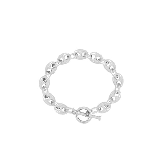 Beautiful coffee bean link bracelet with ring & toggle fastening.