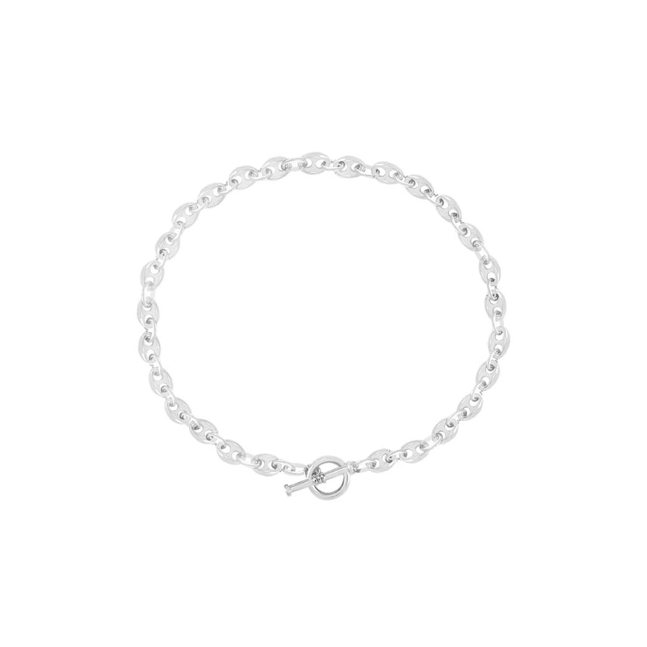 Beautiful coffee bean link necklace with ring & toggle fastening.