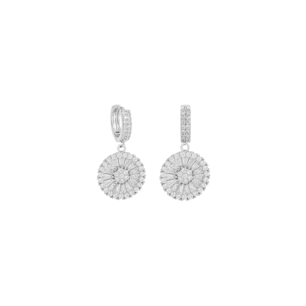 Elevate your elegance with the Knight & Day Crystal Disc Earrings. These exquisite disc drops are intricately adorned with sparkling CZ stones, offering a refined shimmer that catches the light beautifully.