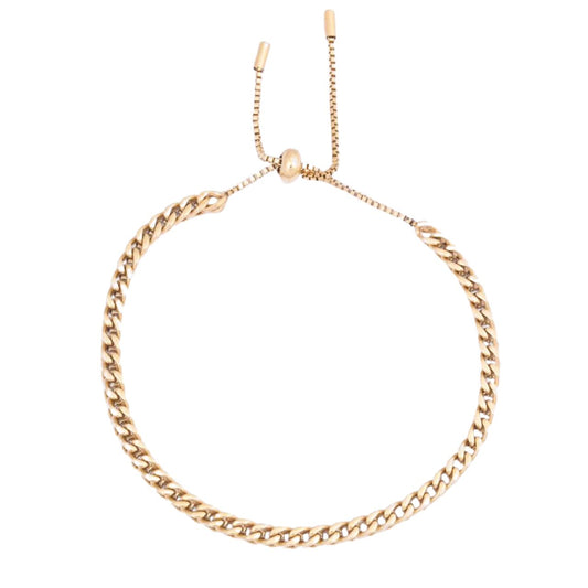 Curb Chain Bracelet features a sleek and stylish design that is perfect for both formal and casual occasions. Crafted with gold plating, this bracelet offers a timeless and elegant look. Add a touch of sophistication to your wardrobe with the Knight &amp; Day Curb Chain Bracelet.