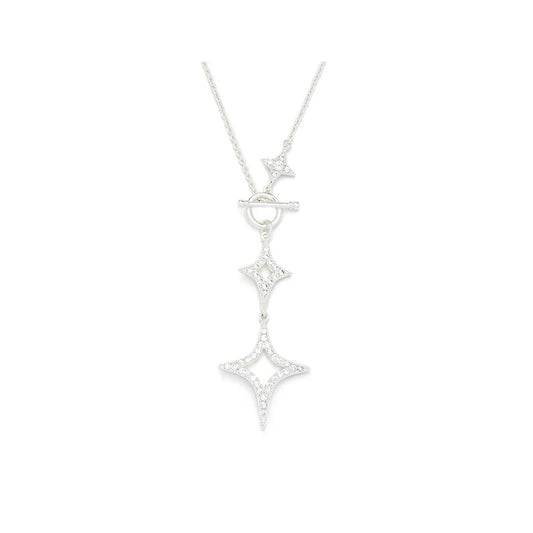 Glamorous necklace with descending diamond shapes embellished with tiny CZ stones.