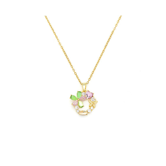 Exquisite mix of colour combined in this 'floral bouquet' pendant. Length 41 + 5cm extension. Gold plating.