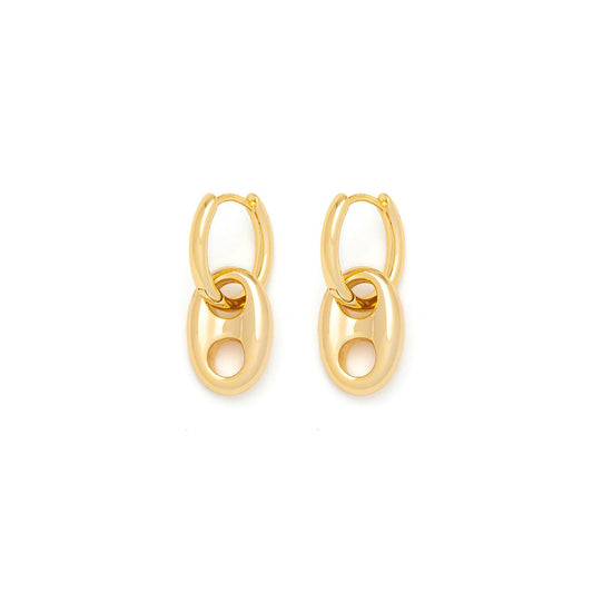 Lightweight contemporary style drop earrings with French clip fastening. Gold plating. Length 2.25cm.
