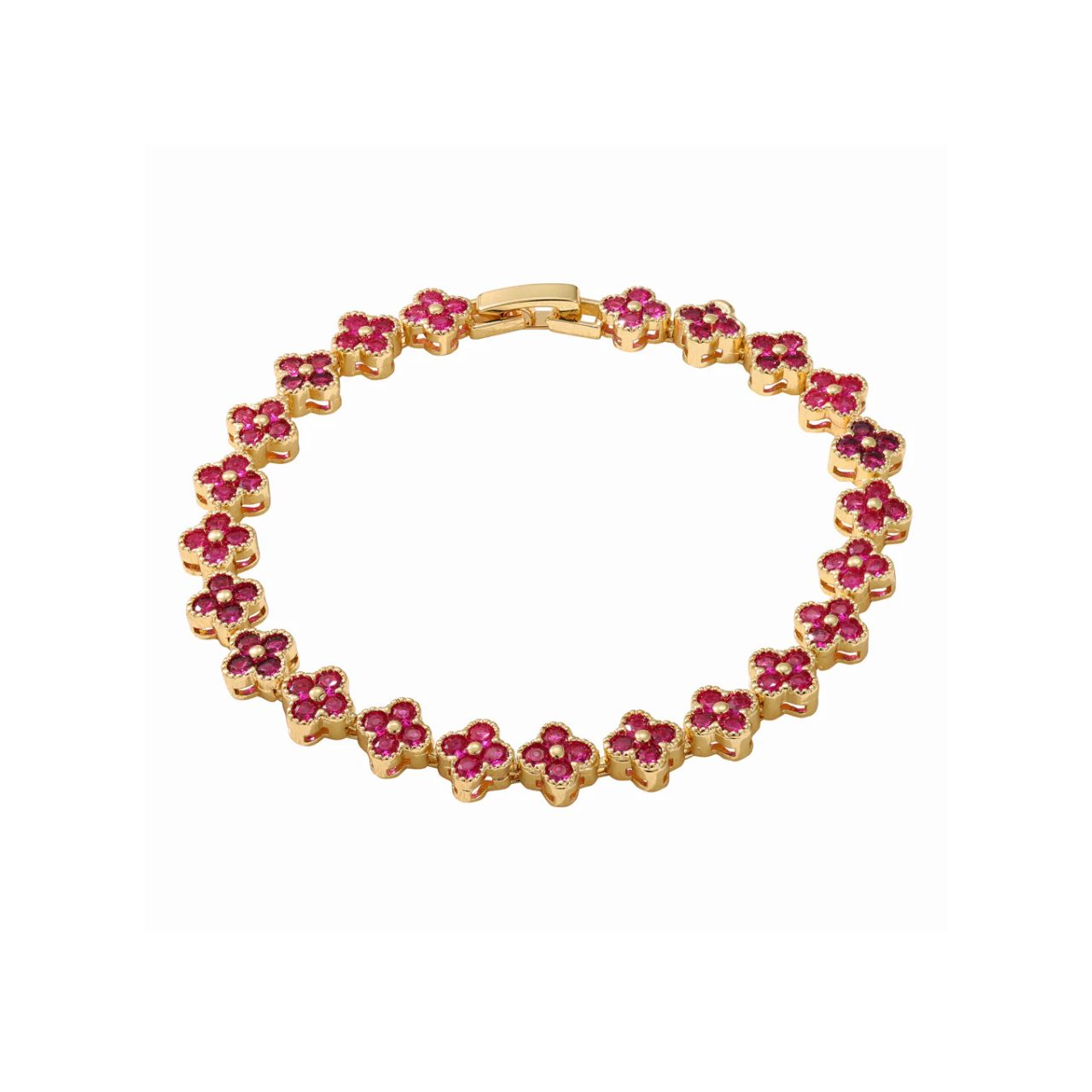 Pretty rose clover bracelet with fold over clip fastening.