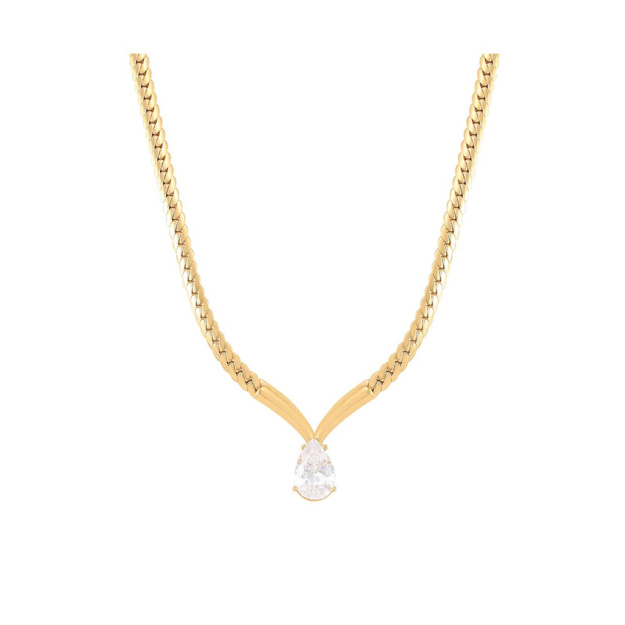 Elegant necklace with clear crystal teardrop centre piece.