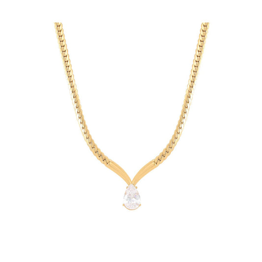Elegant necklace with clear crystal teardrop centre piece.