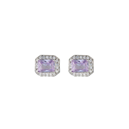 Enhance your outfit with our stunning Knight & Day Horizontal Lavender CZ Earrings. Made with high-quality materials and expert craftsmanship. The horizontal design and vibrant lavender CZ stones add a touch of elegance to any look. Elevate your style with these timeless earrings.