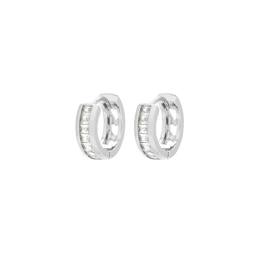 Small hoops with baguette style CZ stones.