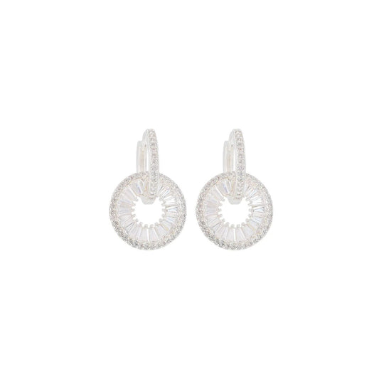Classic style miniature hoops with removeable disc drop richly encrusted with CZ stones.