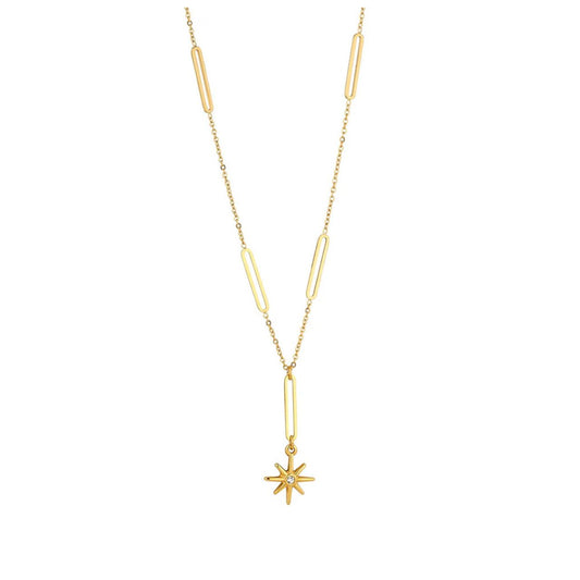 Elegant gold plated chain with beautiful star drop embellished with crystal stone. Length 42 + 5cm.