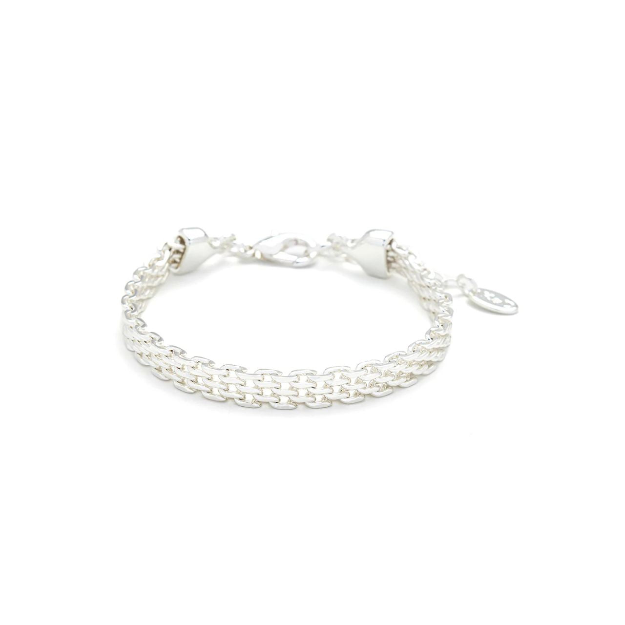 Beautiful mesh chain silver plated bracelet. Length 19 cm + 3 cm extension. Lobster claw fastening.