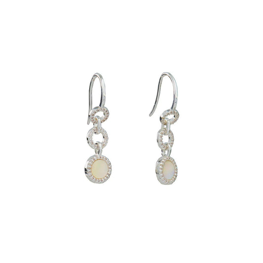 Mother of Pearl Drop Disc Earrings by Knight & Day