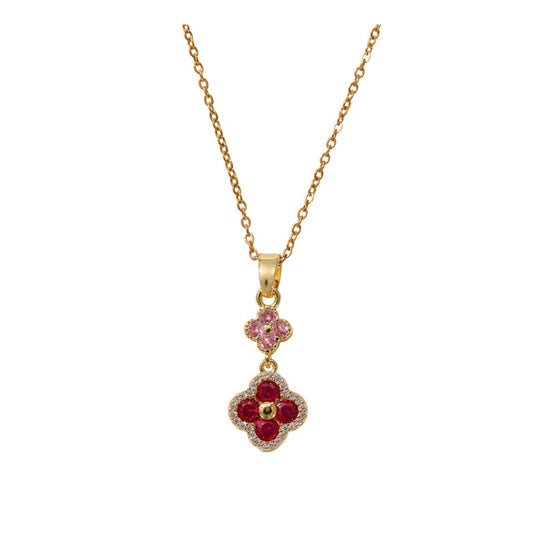 Pretty pink & rose clover drops on fine chain.