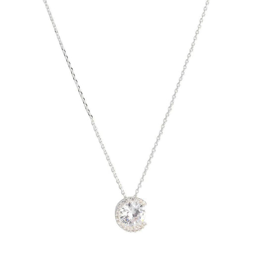 Elevate any outfit with the Silver Solitaire Pendant. This stunning pendant, crafted by Knight & Day, adds a touch of elegance with its silver design. Perfect for any occasion, this pendant exudes sophistication and style. Elevate your look today.