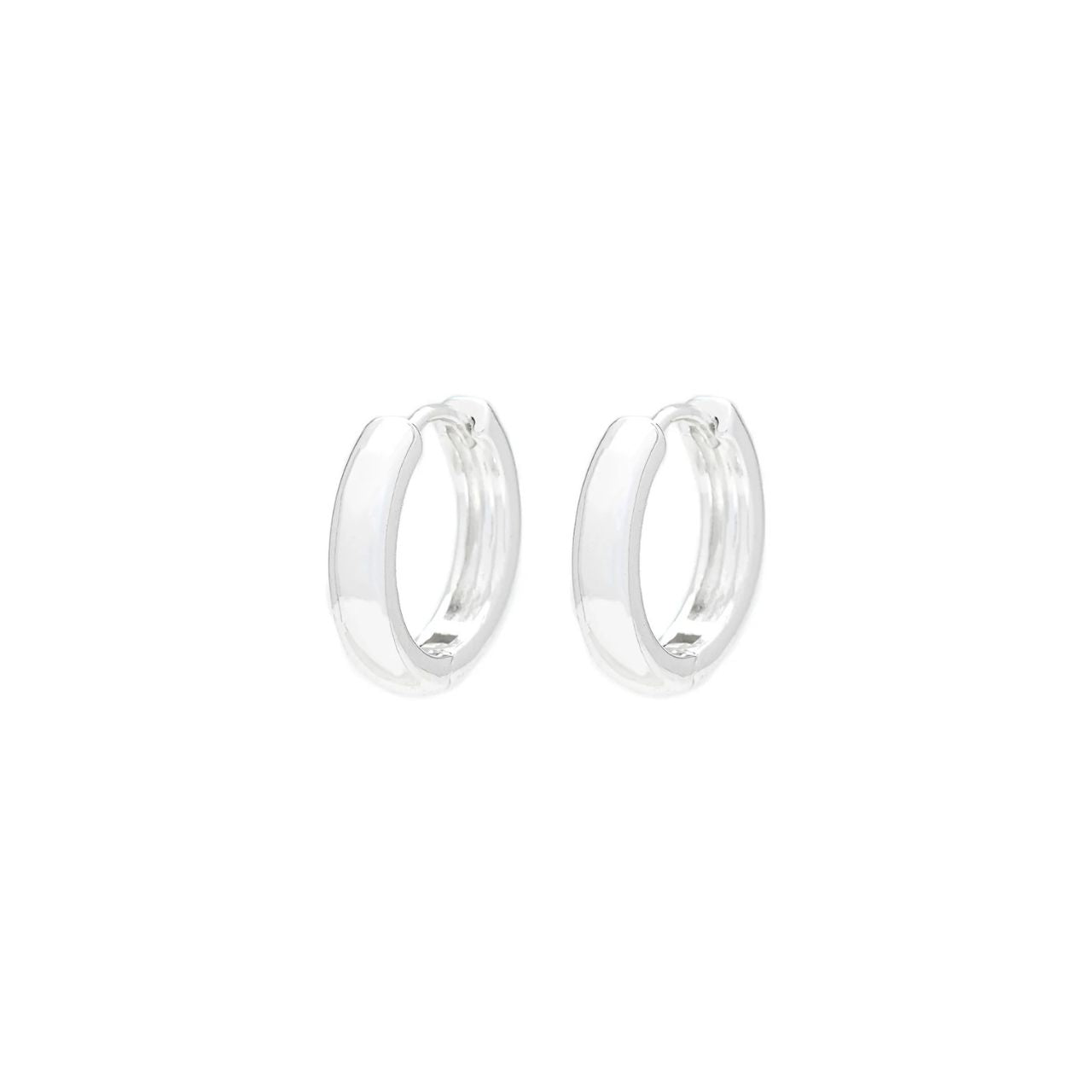 Small (internal diameter 1cm) silver plated hoops ideal for daywear or stacking. Post & hinged back fastening.