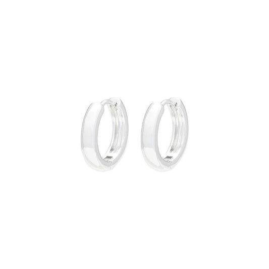 Small (internal diameter 1cm) silver plated hoops ideal for daywear or stacking. Post & hinged back fastening.