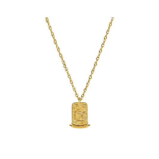 Sagittarius Zodiac Pendant – 18K Gold Plated. Celebrate the adventurous, optimistic and free-spirited nature of Sagittarius, born between November 22nd and December 21st, with this beautiful zodiac pendant.