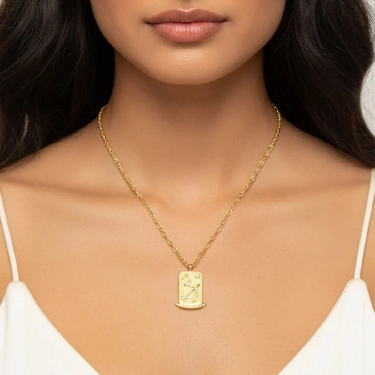 Sagittarius Zodiac Pendant – 18K Gold Plated. Celebrate the adventurous, optimistic and free-spirited nature of Sagittarius, born between November 22nd and December 21st, with this beautiful zodiac pendant.