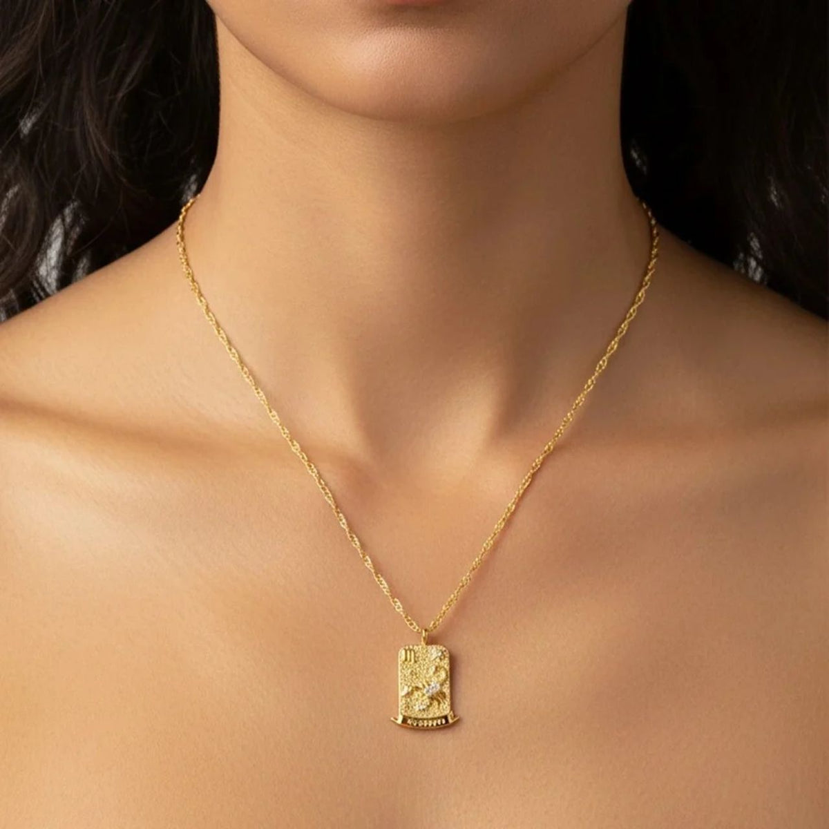 Scorpio Zodiac Pendant – 18K Gold Plated. &nbsp;Celebrate the passionate, mysterious and powerful spirit of Scorpio, born between October 23rd and November 21st, with this striking zodiac pendant.