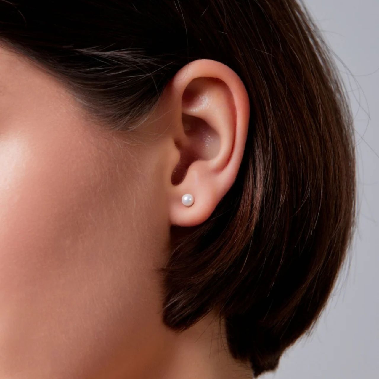 Tiny pearl studs with 4mm AB white shell pearls.