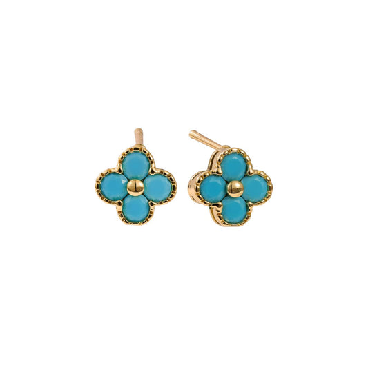 Pretty turquoise clover earrings with post fastening.